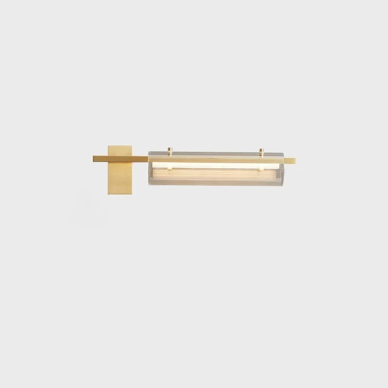 Modern Minimalist Cylinder Copper Glass LED Wall Sconce Lamp For Bedroom & Living Room