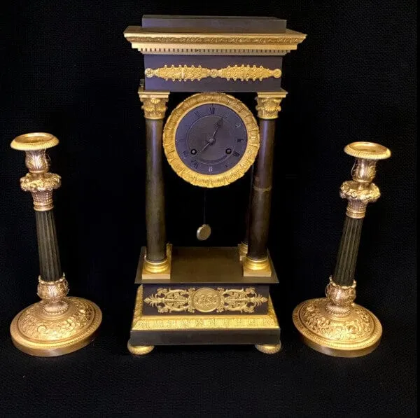 Terneaux - Empire style clock and candelabra