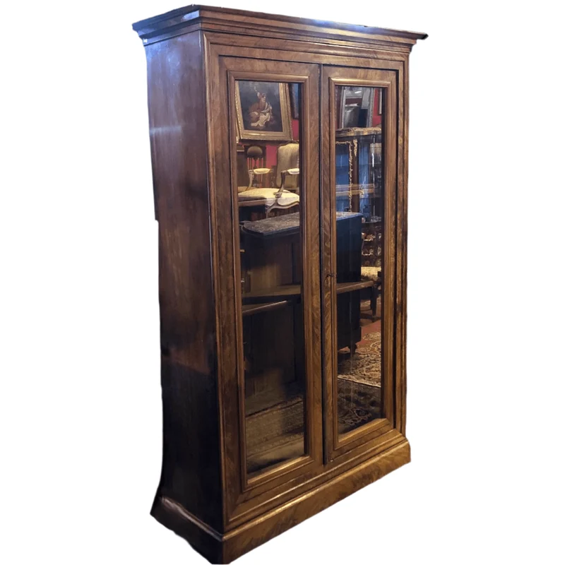Display case bookcase in mahogany and root