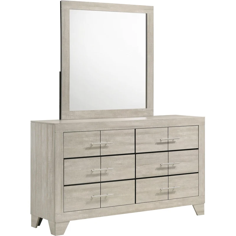 Coaster Furniture Trenton 225063M 6-drawer Bedroom Dresser With Mirror - Rustic Cream