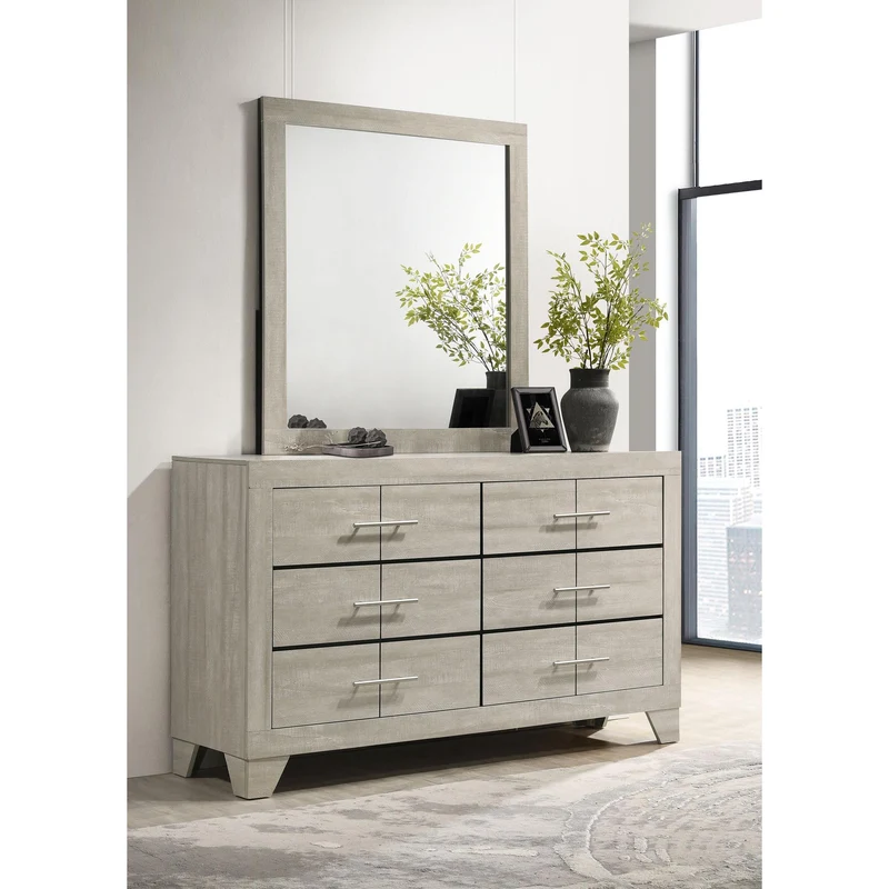 Coaster Furniture Trenton 225063M 6-drawer Bedroom Dresser With Mirror - Rustic Cream