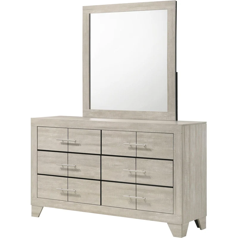 Coaster Furniture Trenton 225063M 6-drawer Bedroom Dresser With Mirror - Rustic Cream