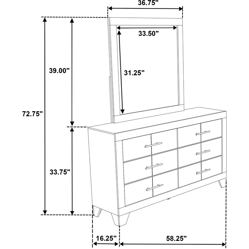 Coaster Furniture Trenton 225063M 6-drawer Bedroom Dresser With Mirror - Rustic Cream