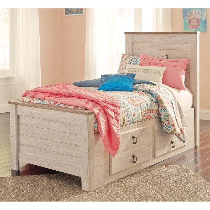 Signature Design by Ashley Willowton B267B21 Twin Panel Bed with 2 Storage Drawers