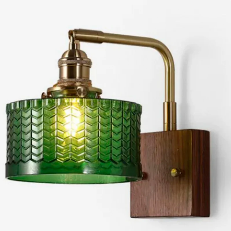 Modern Mid-Century Frosted Glass Brass Walnut 1-Light Wall Sconce Lamp With Zipper For Living Room & Bedroom