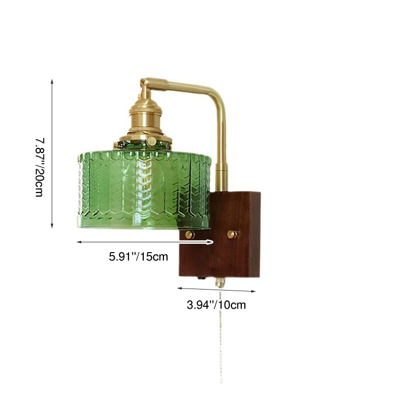 Modern Mid-Century Frosted Glass Brass Walnut 1-Light Wall Sconce Lamp With Zipper For Living Room & Bedroom