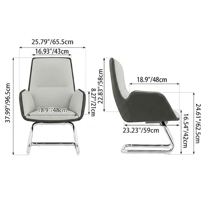 Modern Minimalist Ergonomic Mid Back Leather Plywood & Metal Office Chair - Upholstered Desk Chair With Armrests Comfortable Reception Chair For Home Office
