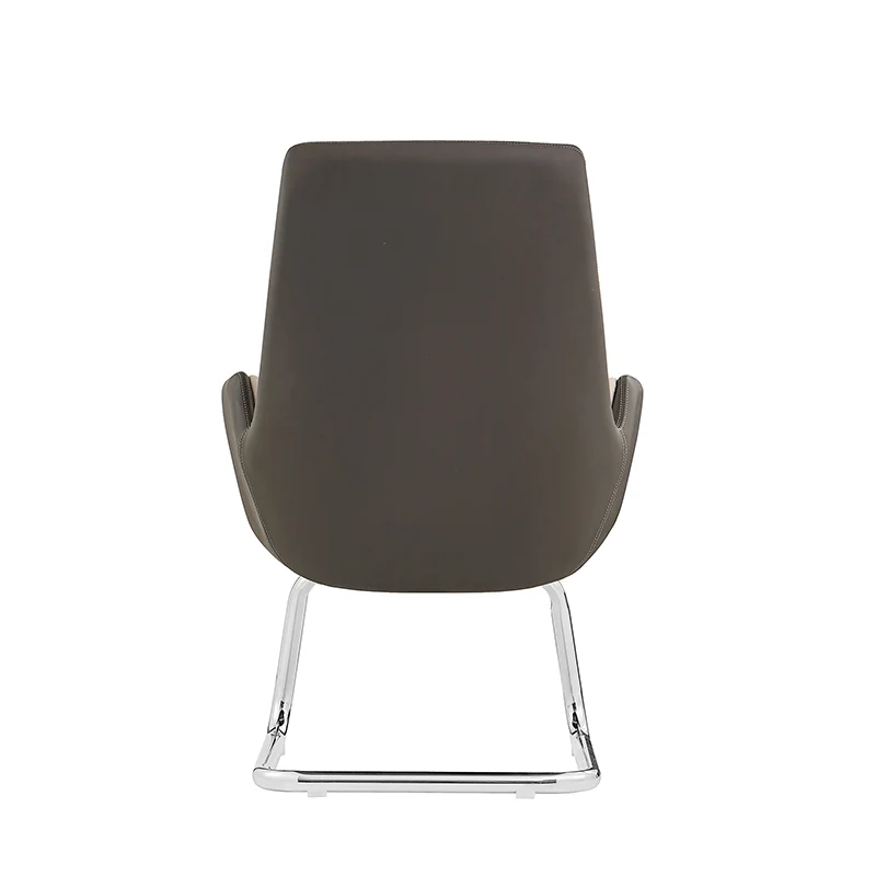 Modern Minimalist Ergonomic Mid Back Leather Plywood & Metal Office Chair - Upholstered Desk Chair With Armrests Comfortable Reception Chair For Home Office
