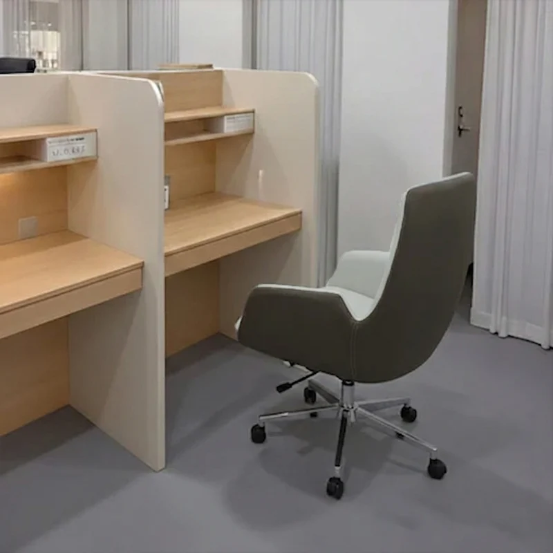 Modern Minimalist Ergonomic Leather Plywood Metal Office Chair Adjustable Swivel Desk Chair With Wheels - Mid-Back Comfortable Task Chair For Home Office