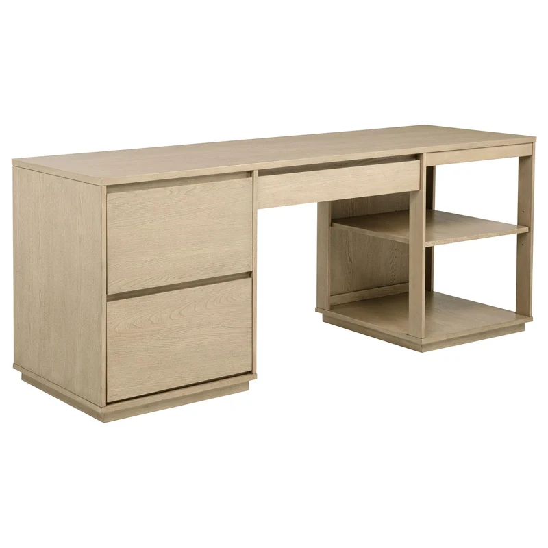 Coaster Furniture Harkes 800797 75-inch 3-drawer Computer Desk with Adjustable Shelf - Light Elm