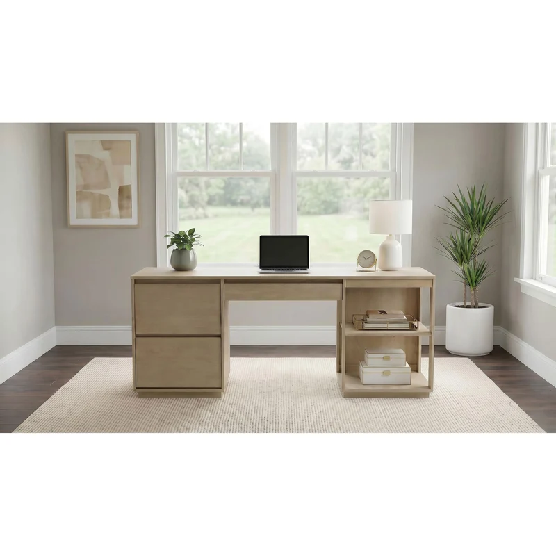 Coaster Furniture Harkes 800797 75-inch 3-drawer Computer Desk with Adjustable Shelf - Light Elm