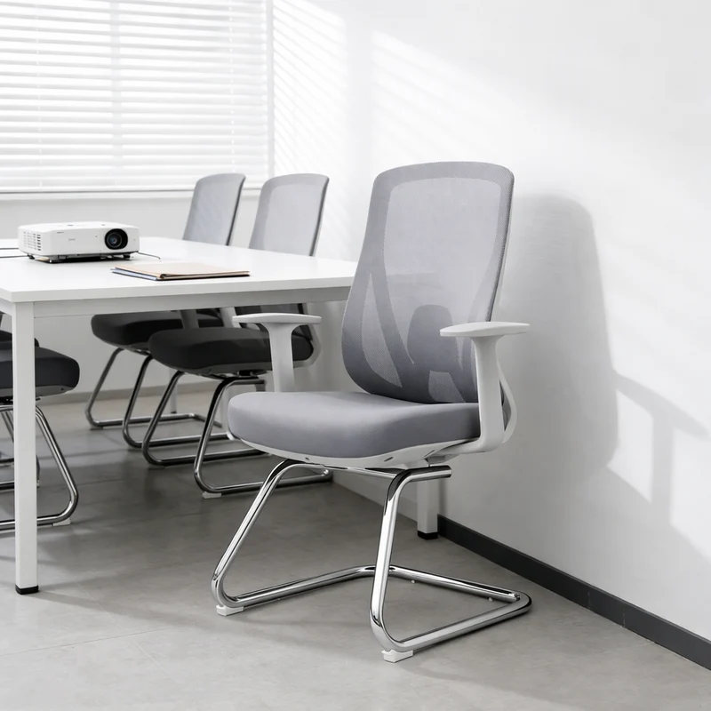 Modern Minimalist Mesh Bow Reception Chair - Tear-Resistant Mesh & Lumbar Support Business Use Desk Chair For Home Office