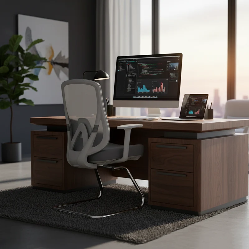 Modern Minimalist Mesh Bow Reception Chair - Tear-Resistant Mesh & Lumbar Support Business Use Desk Chair For Home Office