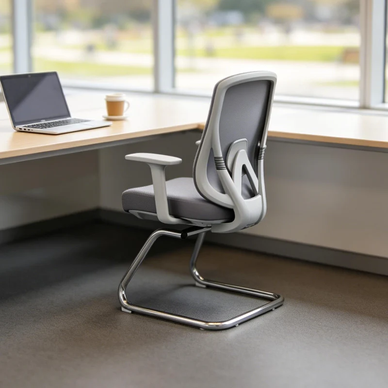 Modern Minimalist Mesh Bow Reception Chair - Tear-Resistant Mesh & Lumbar Support Business Use Desk Chair For Home Office