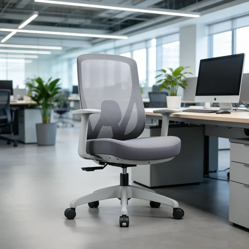 Modern Minimalist Mid-Back Mesh Executive Chair - Tilt Adjustment Silent Casters Desk Chair For Home Office