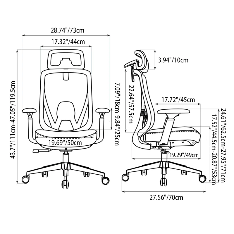 Modern Minimalist Grey High-Back Mesh Executive Chair - 4D Adjustable Headrest & Tilt Ergonomic Office Chair For Home Office