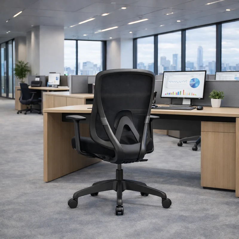 Modern Minimalist Mid-Back Mesh Office Chair - Adaptive Lumbar Support Tilt Adjustment Silent Casters Desk Chair For Home Office