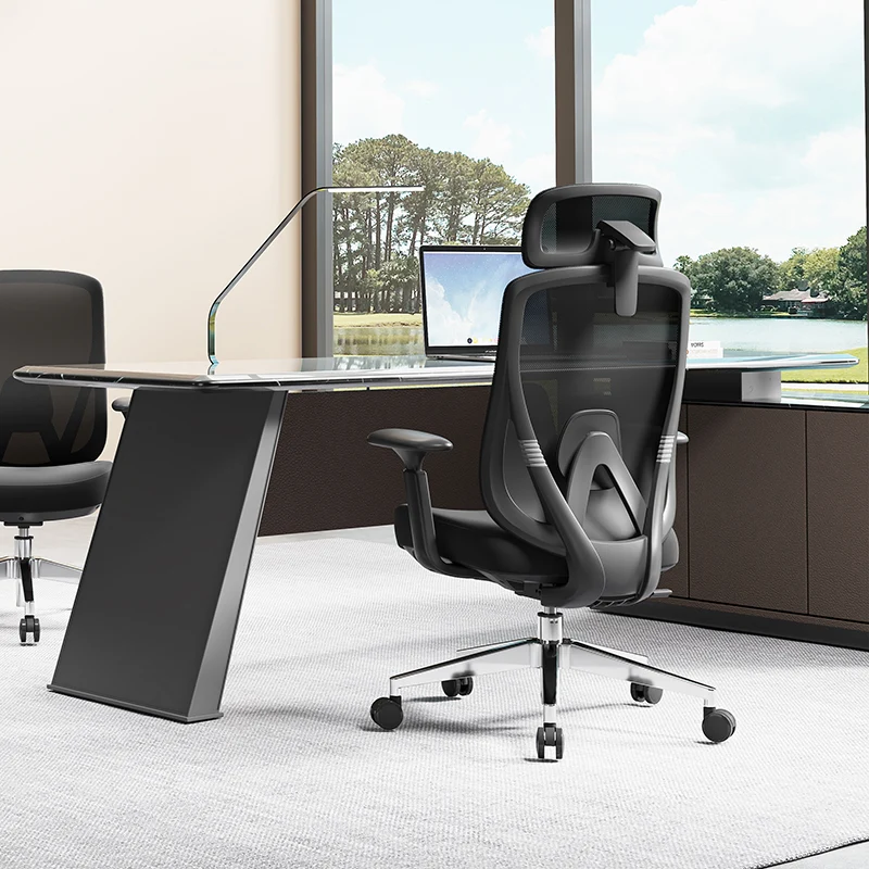 Modern Minimalist High-Back Mesh Executive Desk Chair - 4D Adjustable Headrest & Lumbar Support Silent Caster Ergonomic Office Chair For Home Office