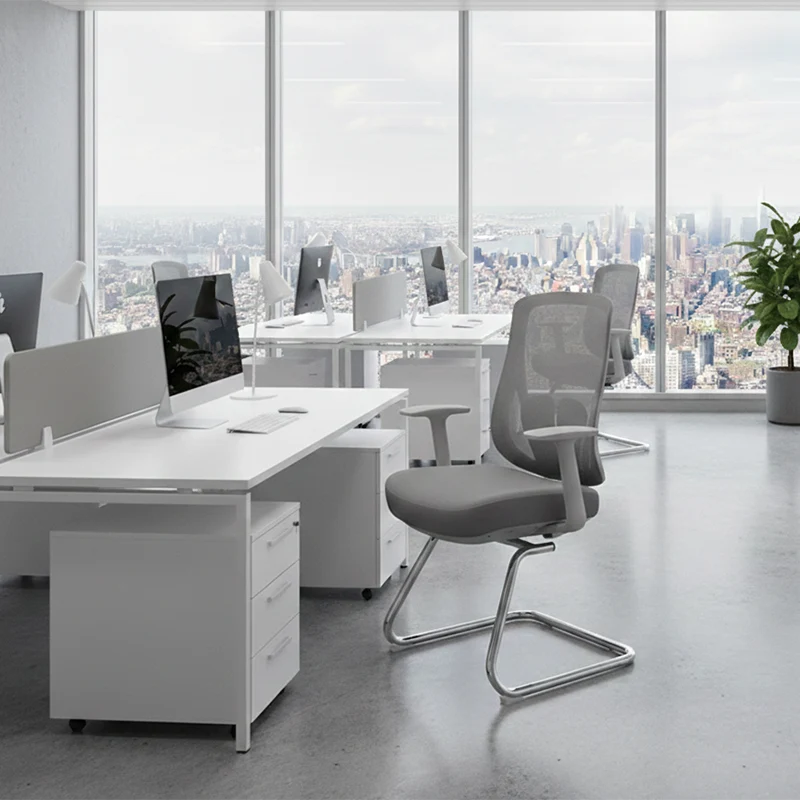 Modern Minimalist Mesh Bow Office Chair - Ergonomic Lumbar Support High-Resilience Sponge Cushion Desk Chair For Home Office