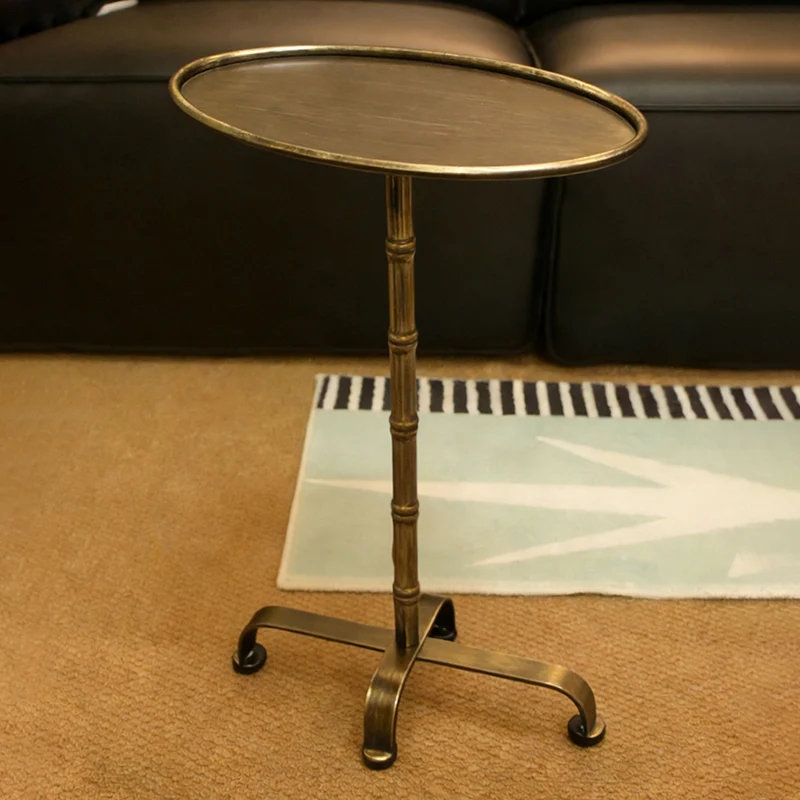 Contemporary Retro Iron Oval Side Table With Raised Edge For Living Room & Bedroom