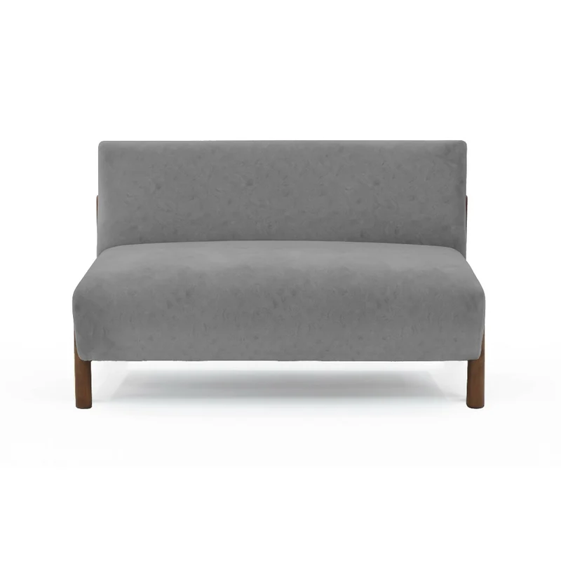 Sofá 2 Puestos Dubi 123x73x73 Tela Gris Patas Matiz Caoba