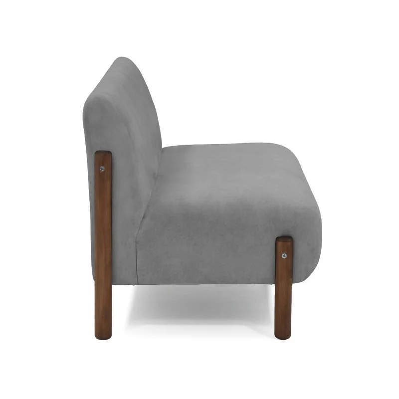 Sofá 2 Puestos Dubi 123x73x73 Tela Gris Patas Matiz Caoba