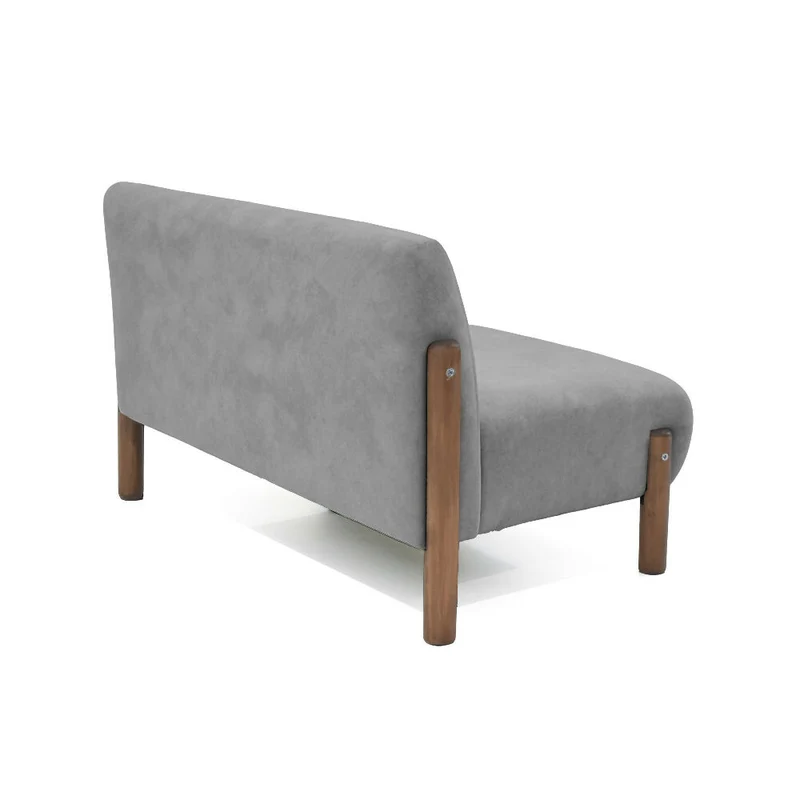 Sofá 2 Puestos Dubi 123x73x73 Tela Gris Patas Matiz Caoba