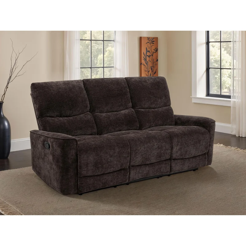 Coaster Furniture Navarro 609571 Chenille Upholstered Reclining Sofa - Dark Brown