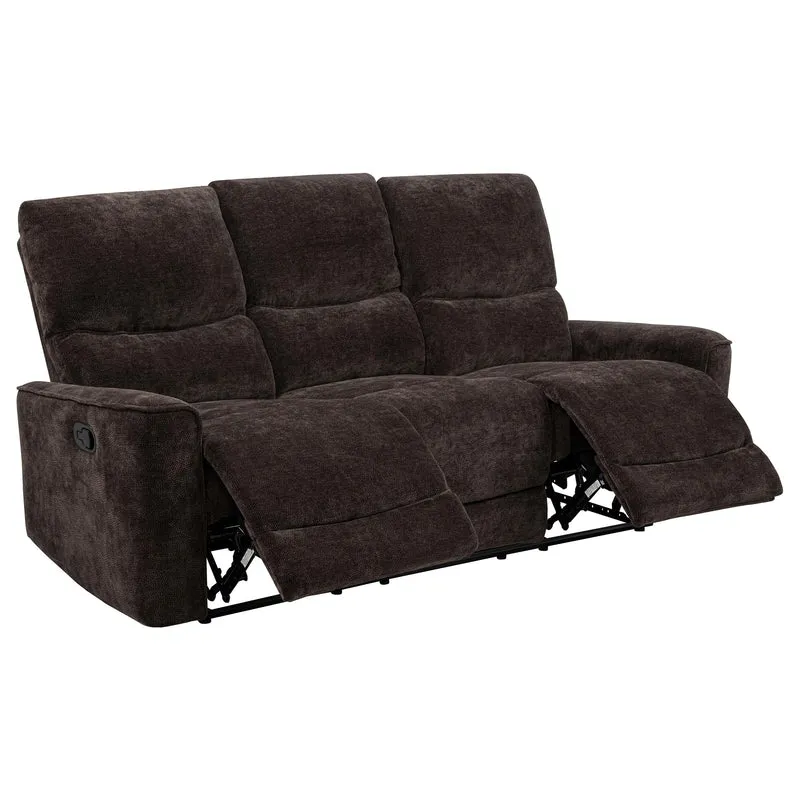 Coaster Furniture Navarro 609571 Chenille Upholstered Reclining Sofa - Dark Brown