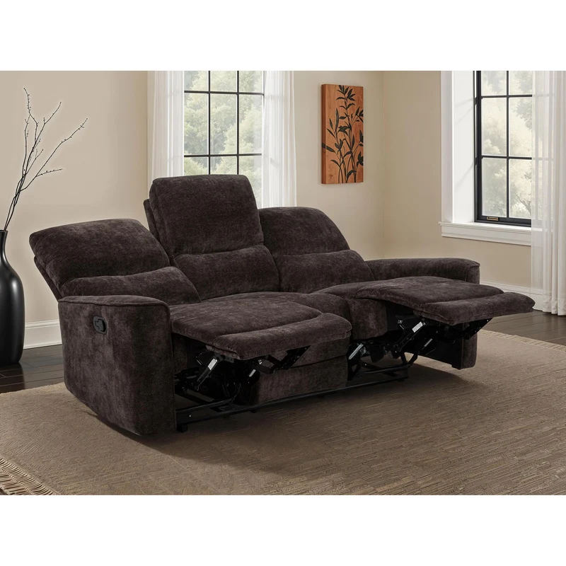 Coaster Furniture Navarro 609571 Chenille Upholstered Reclining Sofa - Dark Brown