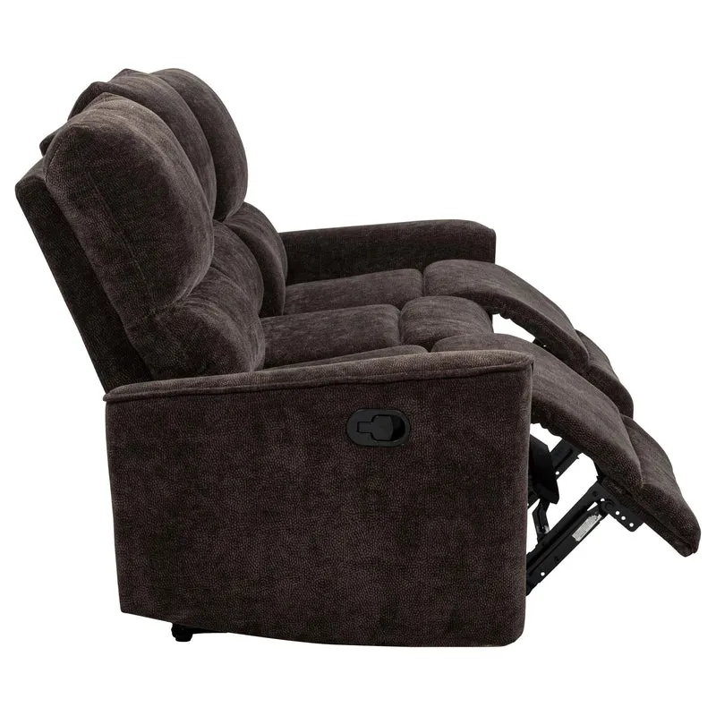 Coaster Furniture Navarro 609571 Chenille Upholstered Reclining Sofa - Dark Brown