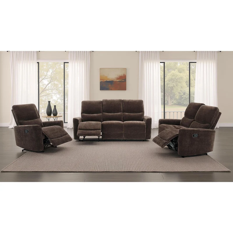 Coaster Furniture Navarro 609571 Chenille Upholstered Reclining Sofa - Dark Brown