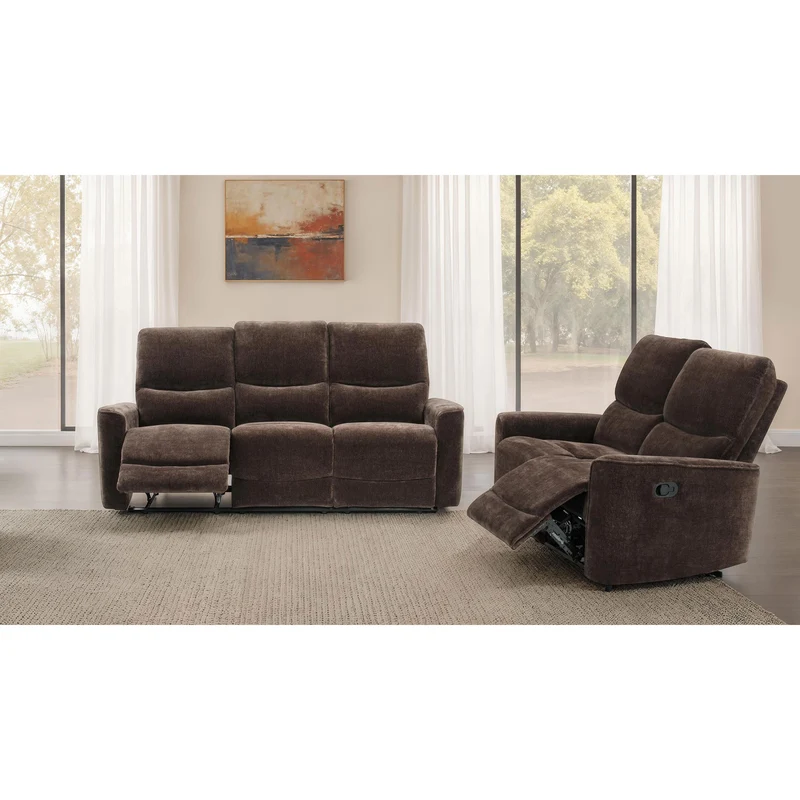 Coaster Furniture Navarro 609571 Chenille Upholstered Reclining Sofa - Dark Brown