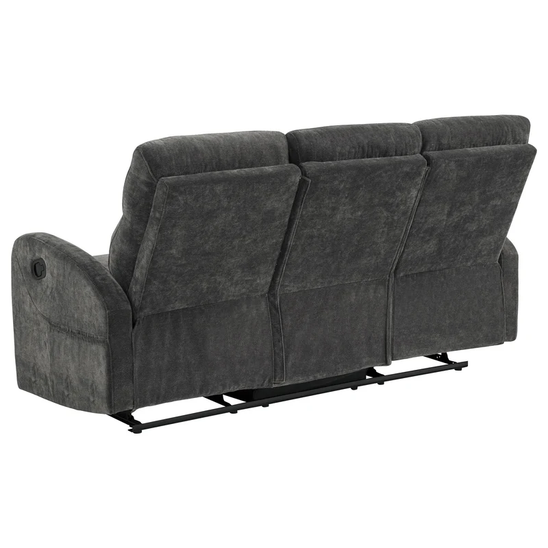 Coaster Furniture Hamilton 603374 Chenille Upholstered Manual Reclining Sofa - Charcoal Grey