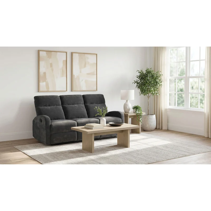 Coaster Furniture Hamilton 603374 Chenille Upholstered Manual Reclining Sofa - Charcoal Grey