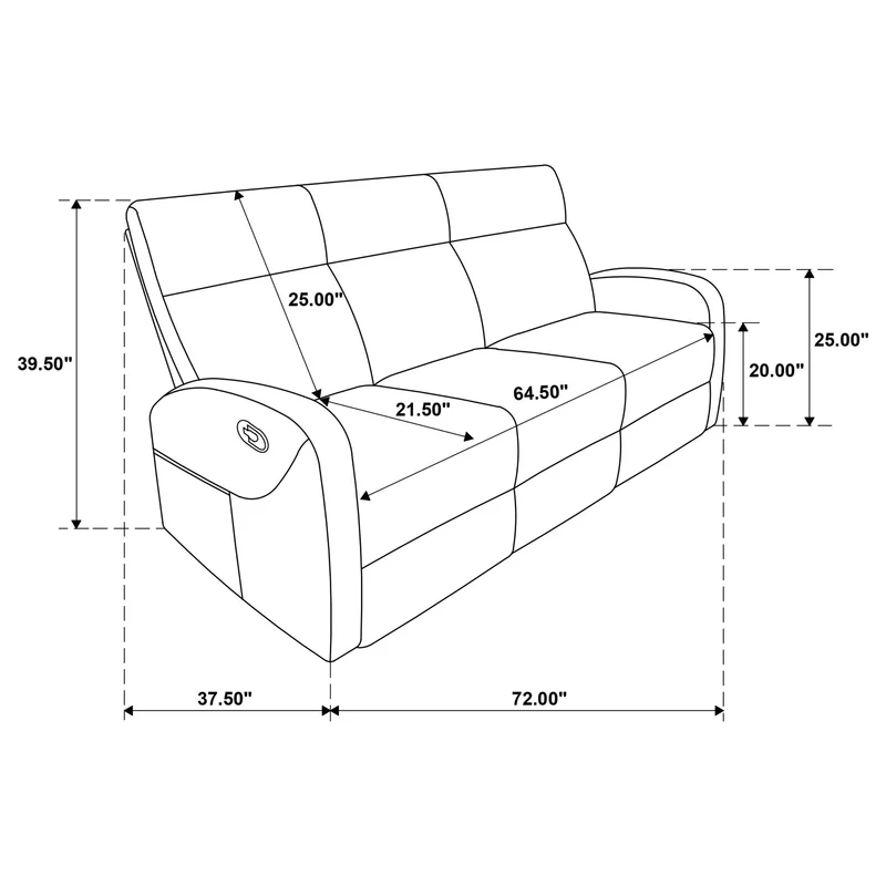 Coaster Furniture Hamilton 603374 Chenille Upholstered Manual Reclining Sofa - Charcoal Grey