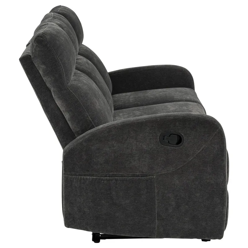 Coaster Furniture Hamilton 603374 Chenille Upholstered Manual Reclining Sofa - Charcoal Grey