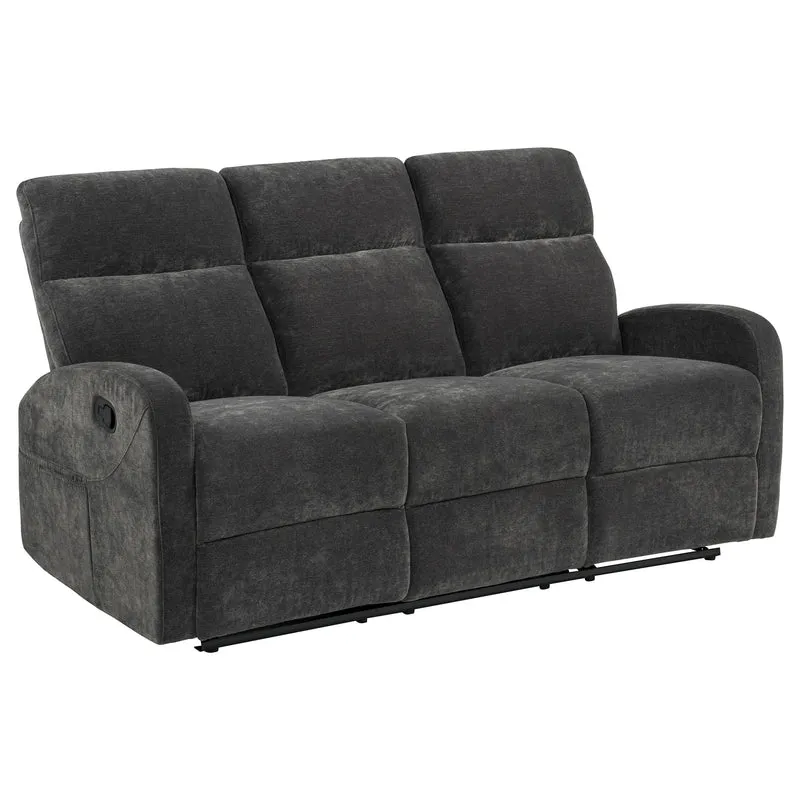 Coaster Furniture Hamilton 603374 Chenille Upholstered Manual Reclining Sofa - Charcoal Grey