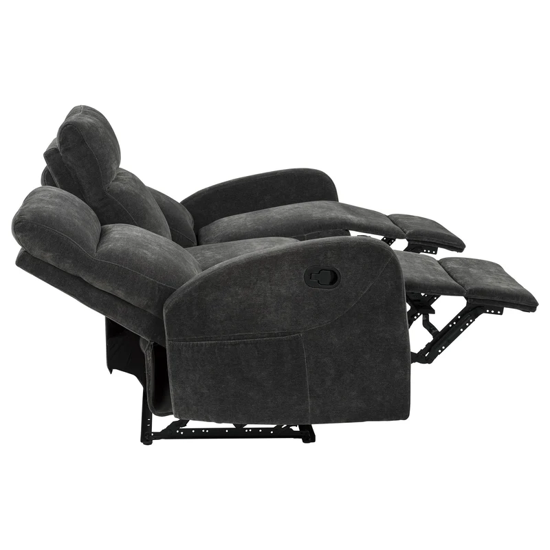 Coaster Furniture Hamilton 603374 Chenille Upholstered Manual Reclining Sofa - Charcoal Grey