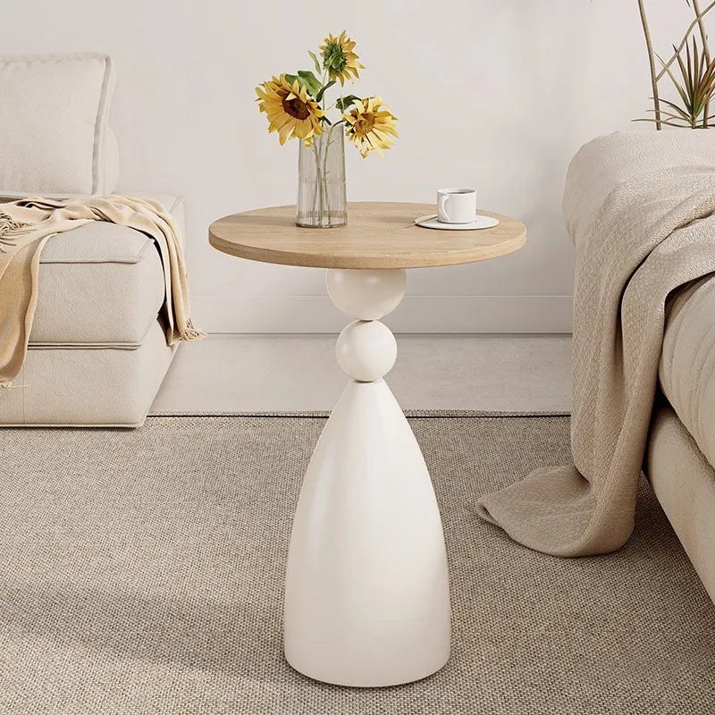 Traditional Vintage Medium-Density Fiberboard Carbon Steel Round Ball Side Table 1 Tier For Living Room