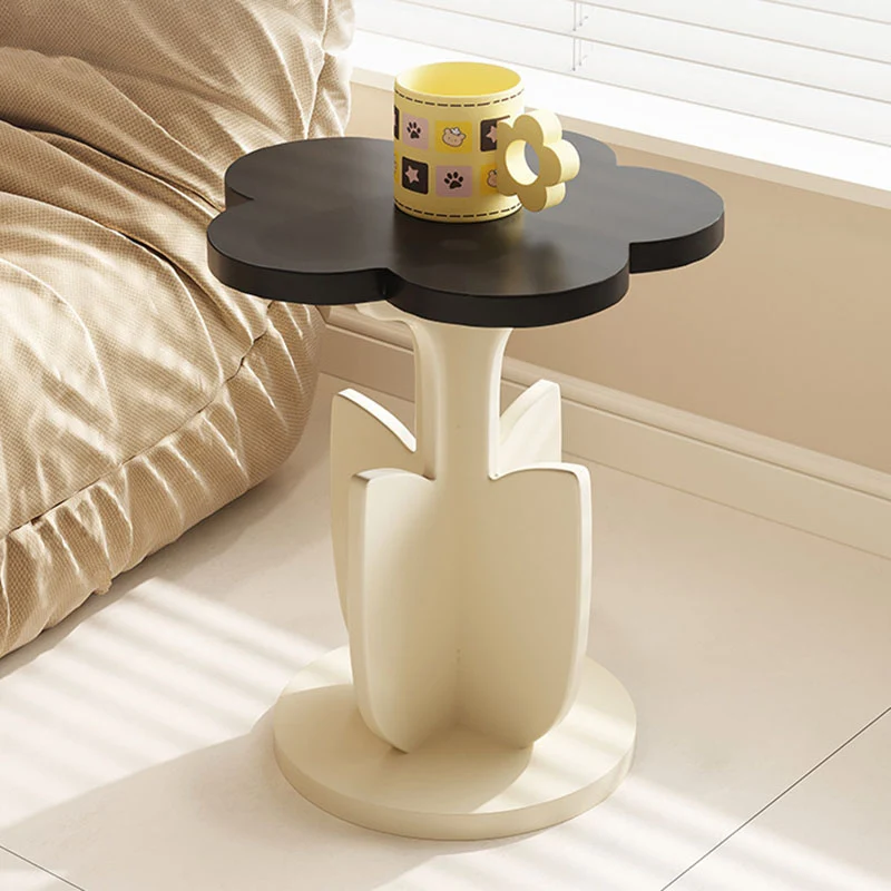 Modern Art Deco MDF Floral Round End Table With 1-Tier For Living Room