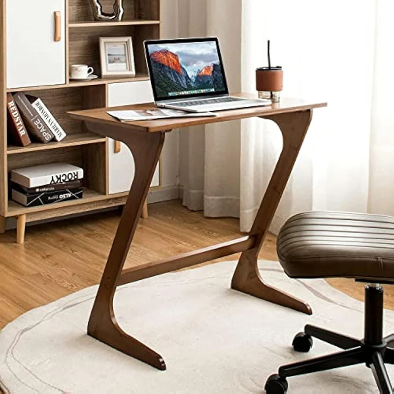Traditional Chinese Bamboo Z-Shaped Rectangular Side Table With 1 Tier For Living Room