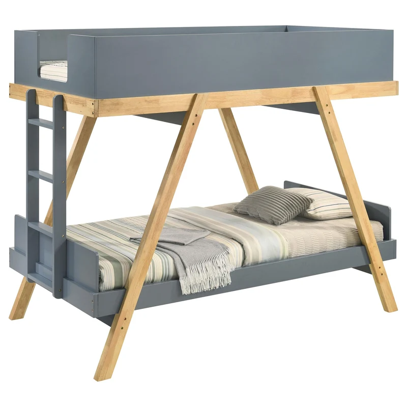 Coaster Furniture Frankie 460572T-SM Twin Over Twin Bunk Bed with 7-inch Mattresses - Blue