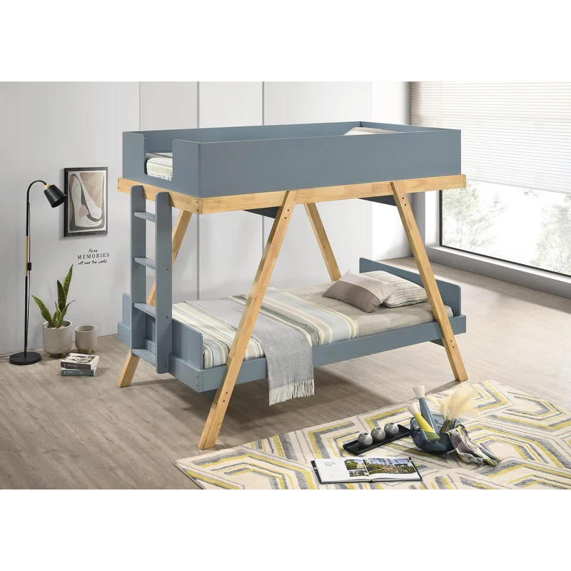 Coaster Furniture Frankie 460572T-SM Twin Over Twin Bunk Bed with 7-inch Mattresses - Blue