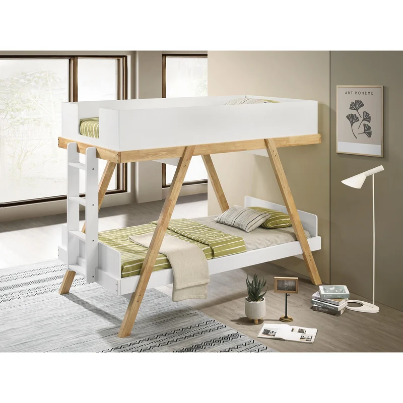 Coaster Furniture Frankie 460570T-SM Twin Over Twin Bunk Bed with 7-inch Mattresses - White