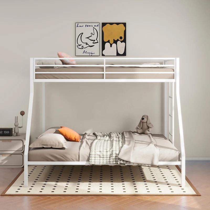 Coaster Furniture Alevera 460365WHT Metal Twin Over Full Bunk Bed with Ladder - White