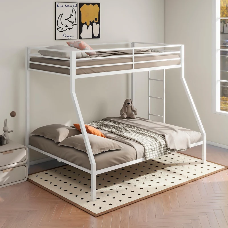 Coaster Furniture Alevera 460365WHT Metal Twin Over Full Bunk Bed with Ladder - White