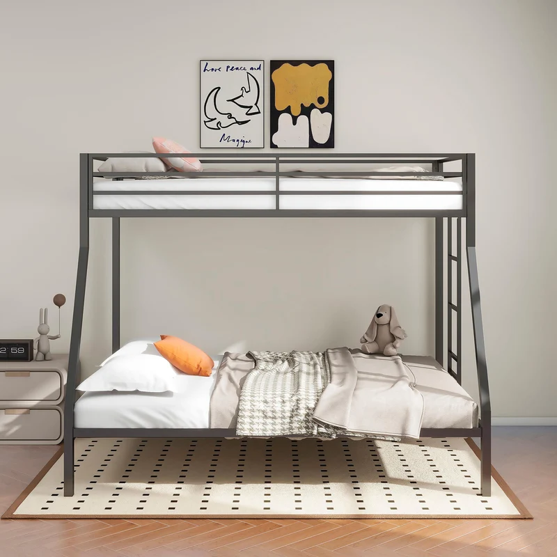 Coaster Furniture Alevera 460365BLK Metal Twin Over Full Bunk Bed with Ladder - Black