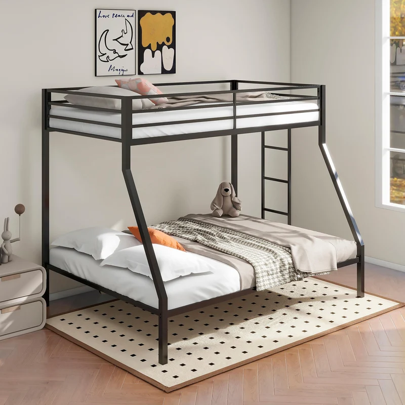 Coaster Furniture Alevera 460365BLK Metal Twin Over Full Bunk Bed with Ladder - Black