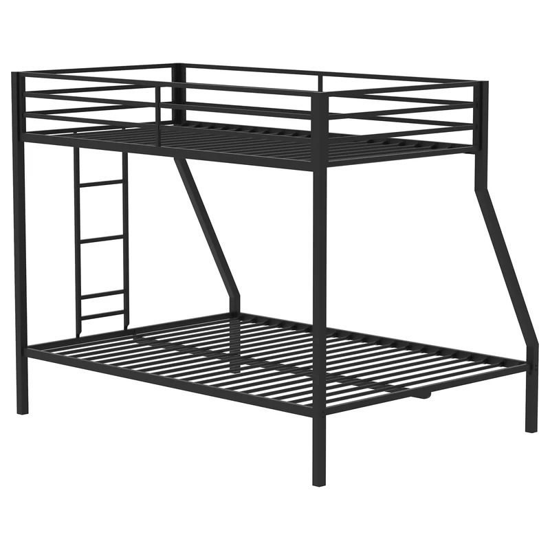 Coaster Furniture Alevera 460365BLK Metal Twin Over Full Bunk Bed with Ladder - Black